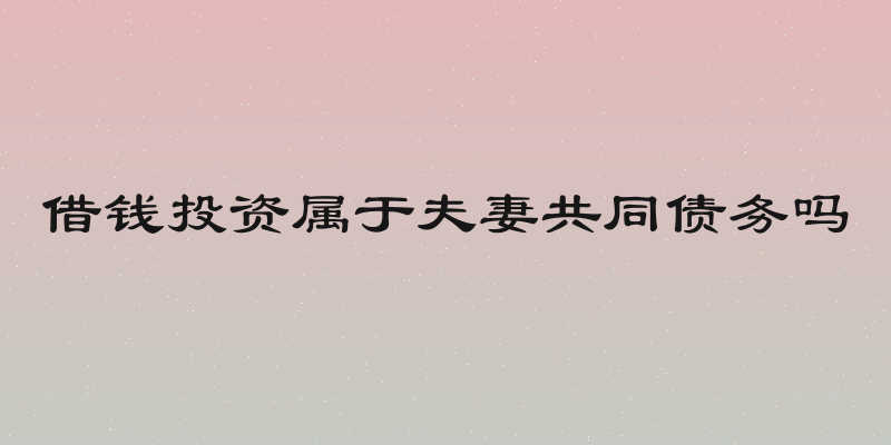 借钱投资属于夫妻共同债务吗