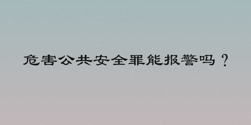 危害公共安全罪能报警吗？