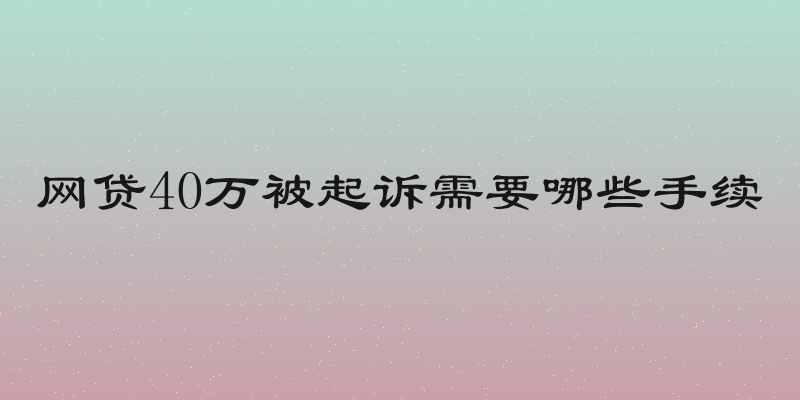 网贷40万被起诉需要哪些手续