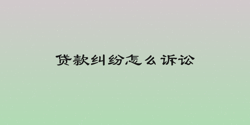 贷款纠纷怎么诉讼