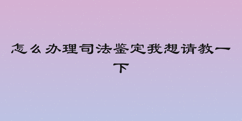 怎么办理司法鉴定我想请教一下