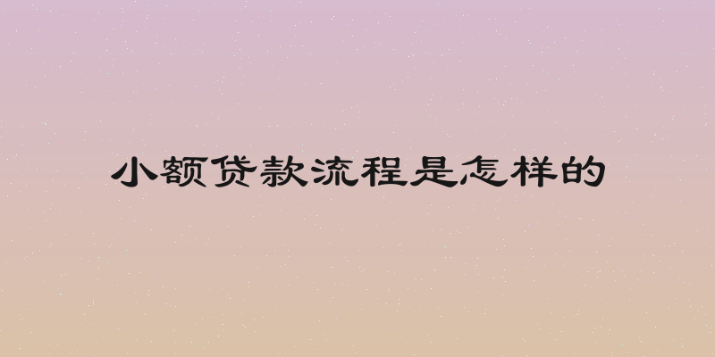 小额贷款流程是怎样的