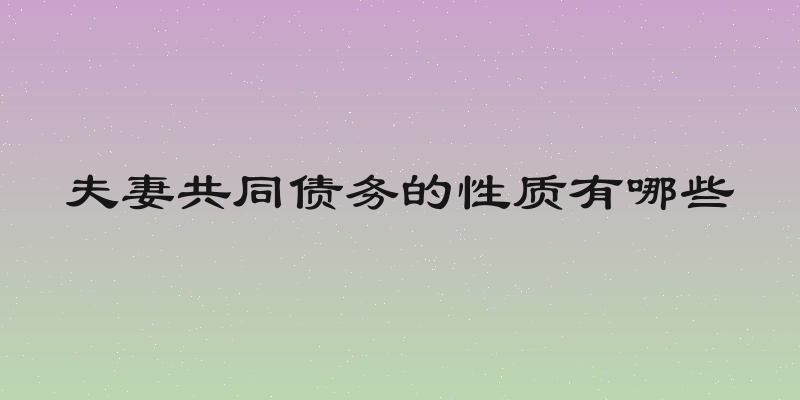 夫妻共同债务的性质有哪些