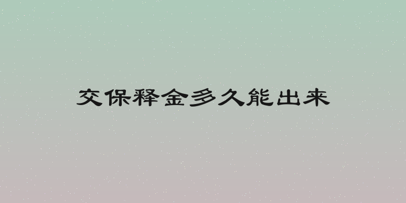 交保释金多久能出来
