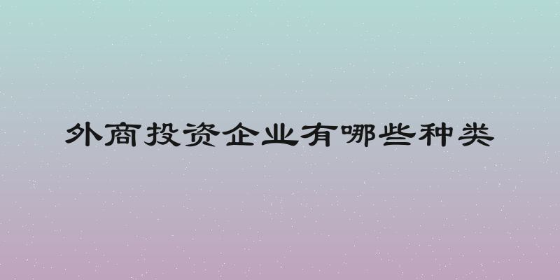 外商投资企业有哪些种类