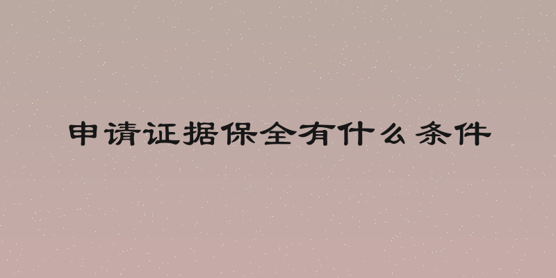 申请证据保全有什么条件