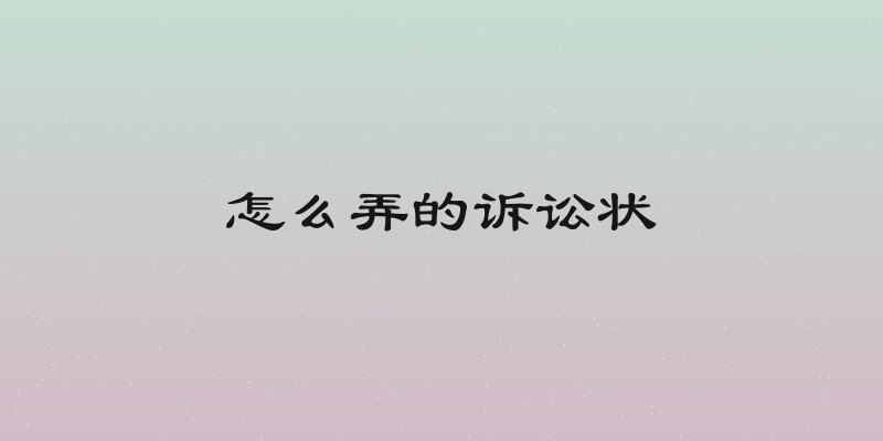 怎么弄的诉讼状