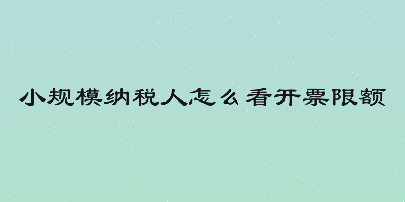 小规模纳税人怎么看开票限额