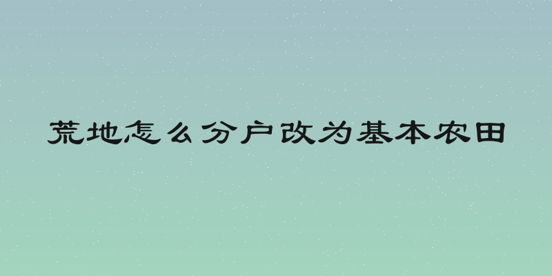 荒地怎么分户改为基本农田