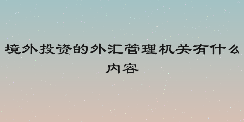 境外投资的外汇管理机关有什么内容