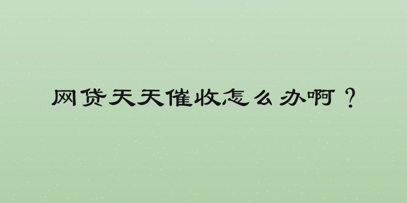 网贷天天催收怎么办啊？
