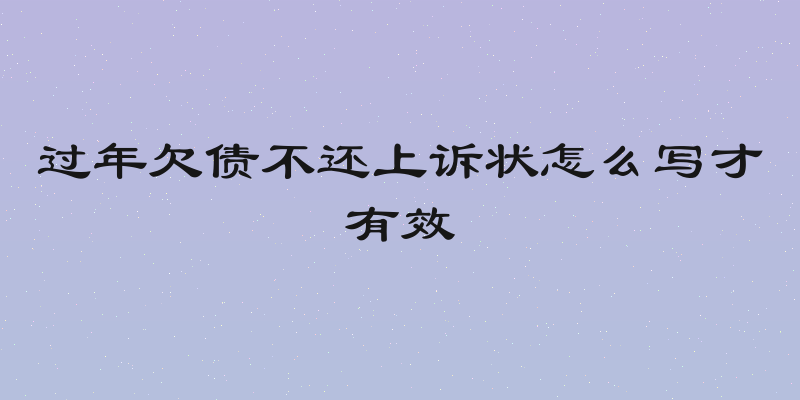 过年欠债不还上诉状怎么写才有效