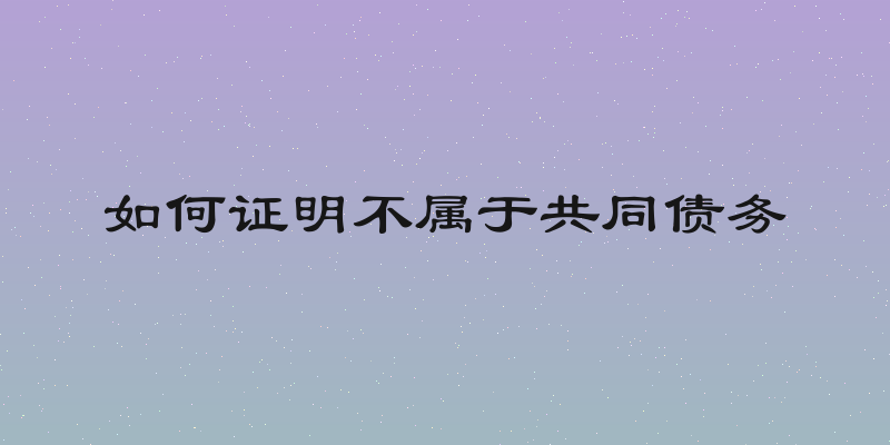 如何证明不属于共同债务