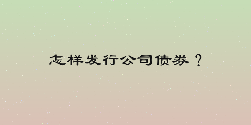 怎样发行公司债券？