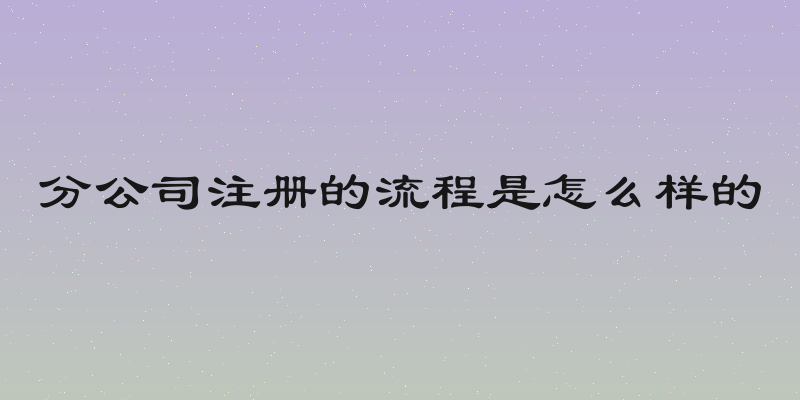 分公司注册的流程是怎么样的