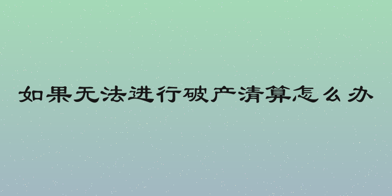 如果无法进行破产清算怎么办