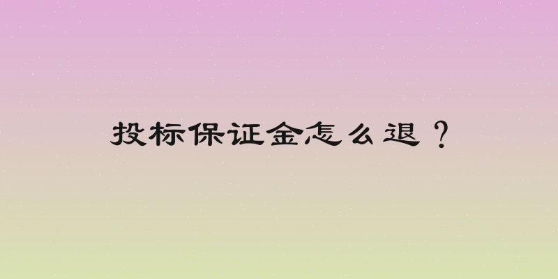 投标保证金怎么退？