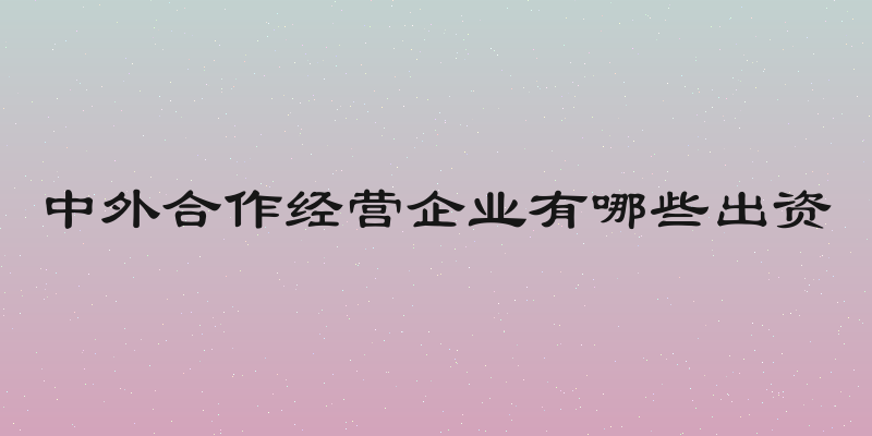 中外合作经营企业有哪些出资