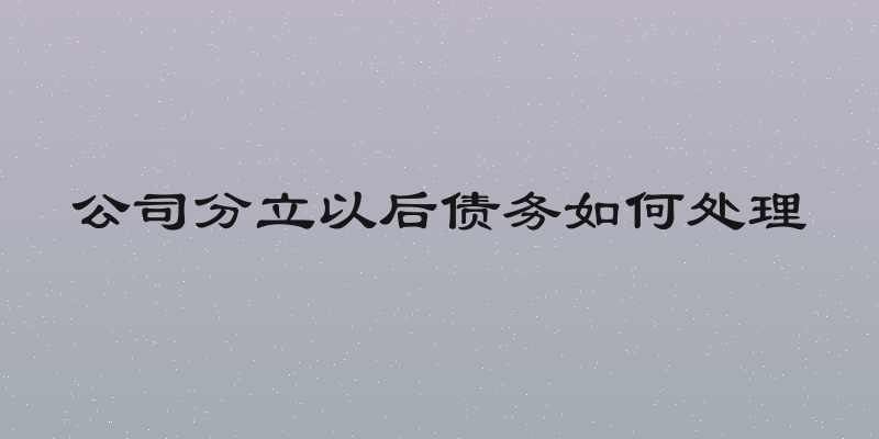 公司分立以后债务如何处理
