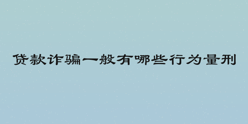 贷款诈骗一般有哪些行为量刑