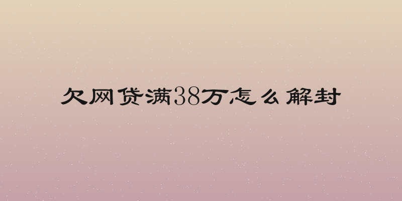 欠网贷满38万怎么解封