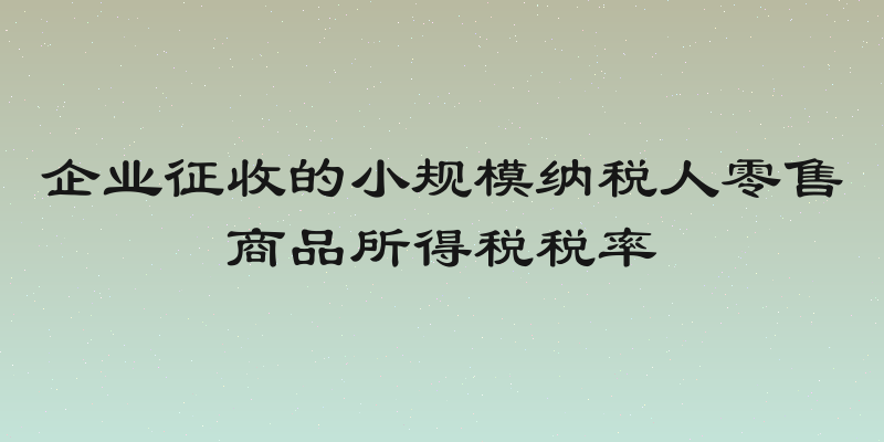 企业征收的小规模纳税人零售商品所得税税率