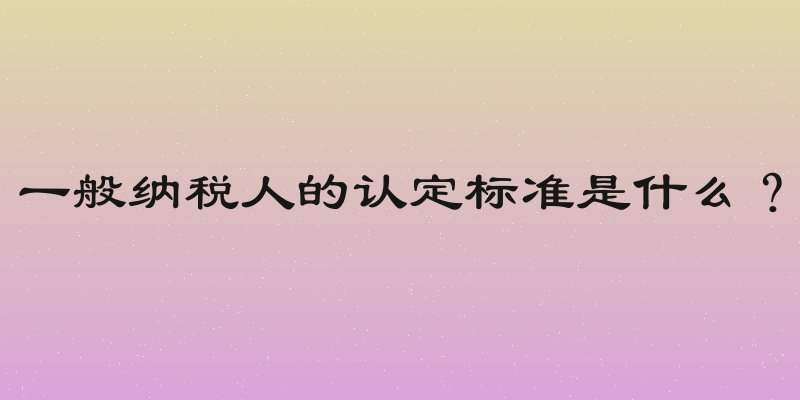 一般纳税人的认定标准是什么？