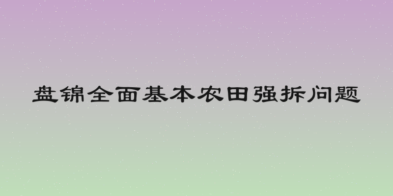 盘锦全面基本农田强拆问题