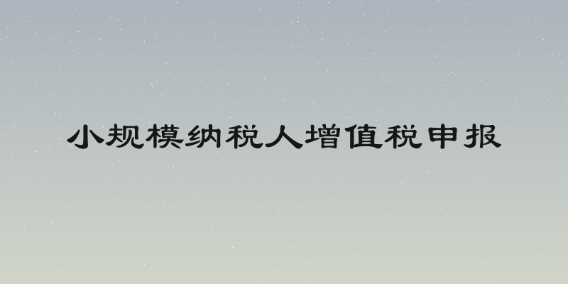 小规模纳税人增值税申报