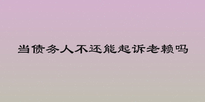 当债务人不还能起诉老赖吗