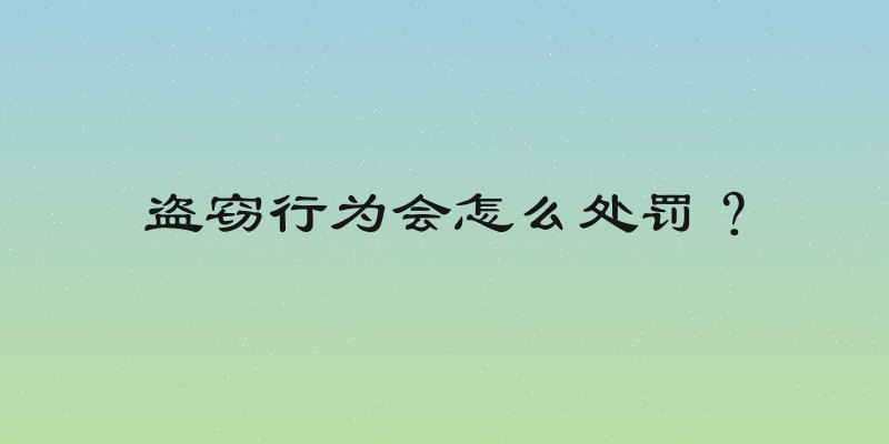 盗窃行为会怎么处罚？