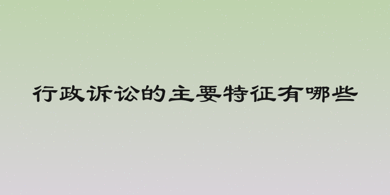 行政诉讼的主要特征有哪些