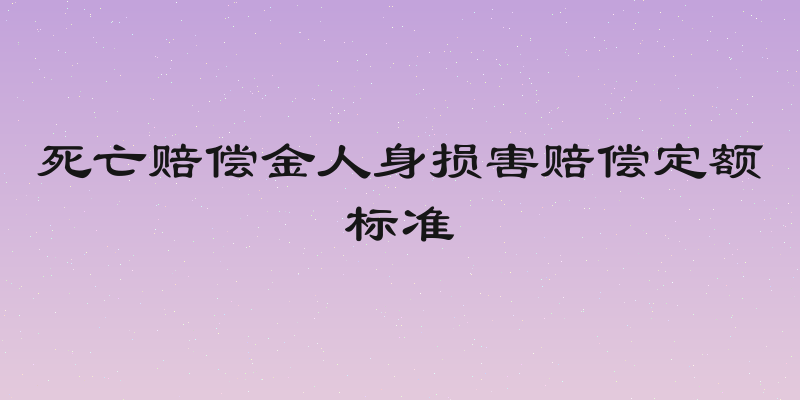 死亡赔偿金人身损害赔偿定额标准