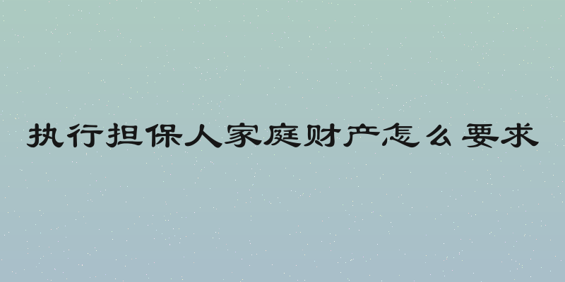 执行担保人家庭财产怎么要求