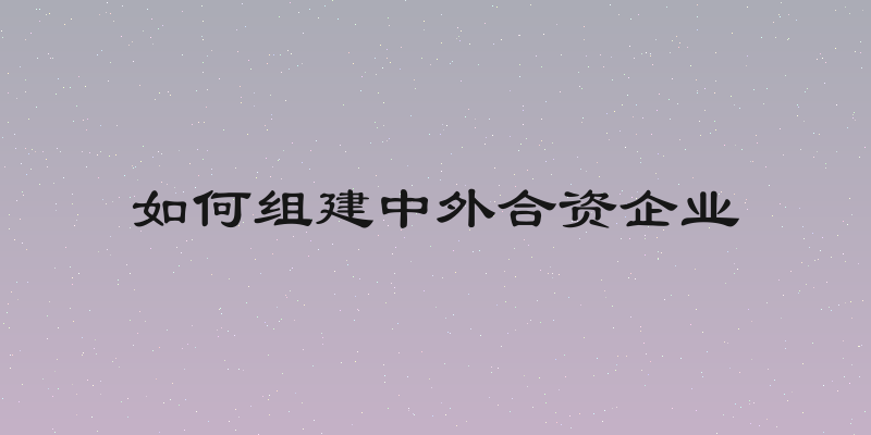 如何组建中外合资企业