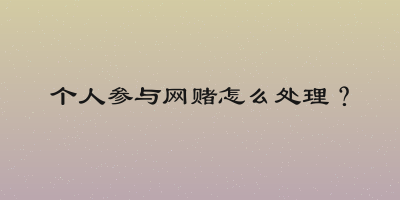 个人参与网赌怎么处理？