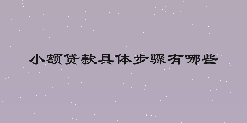 小额贷款具体步骤有哪些