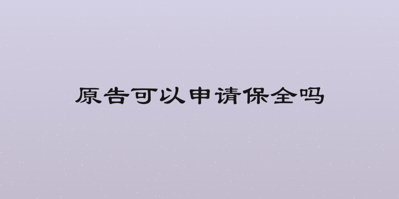 原告可以申请保全吗