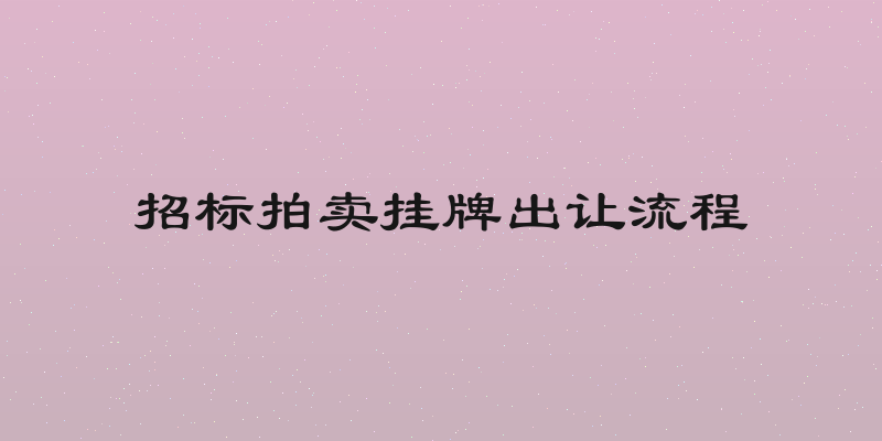 招标拍卖挂牌出让流程