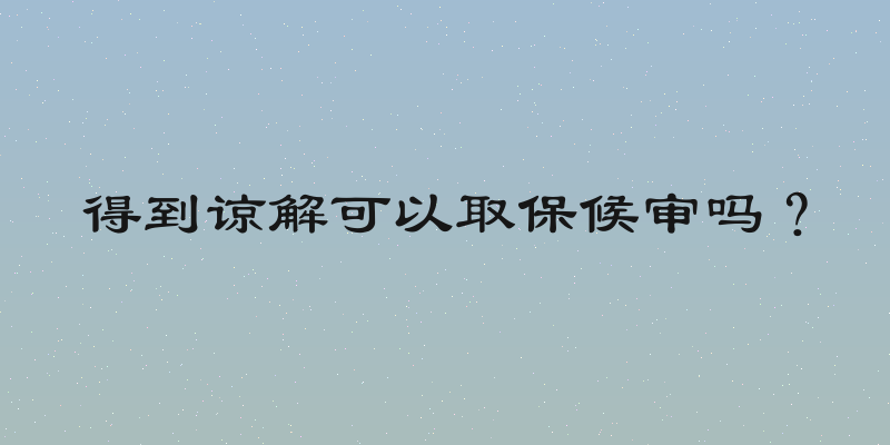 得到谅解可以取保候审吗？