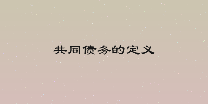 共同债务的定义