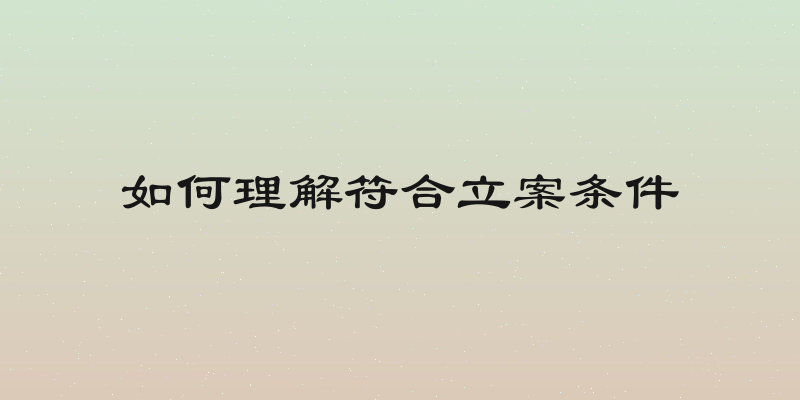 如何理解符合立案条件