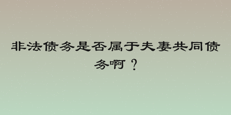 非法债务是否属于夫妻共同债务啊？