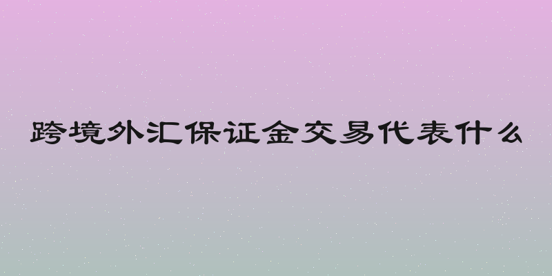 跨境外汇保证金交易代表什么