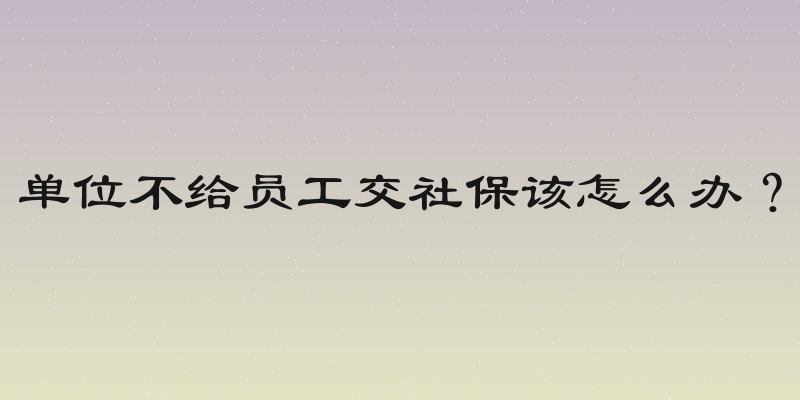 单位不给员工交社保该怎么办？