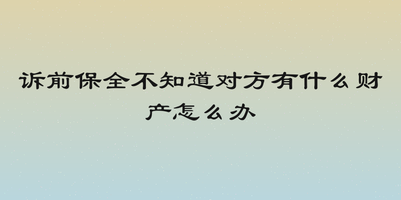 诉前保全不知道对方有什么财产怎么办