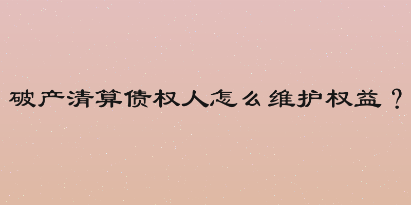 破产清算债权人怎么维护权益？