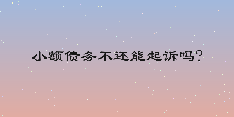 小额债务不还能起诉吗?