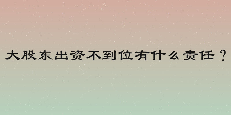 大股东出资不到位有什么责任？