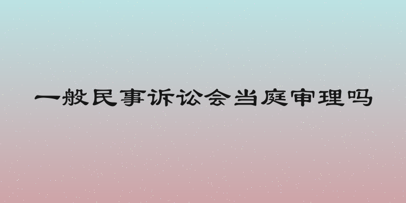 一般民事诉讼会当庭审理吗